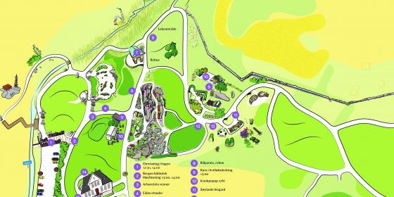 Kart over aktiviteter på hagefesten 