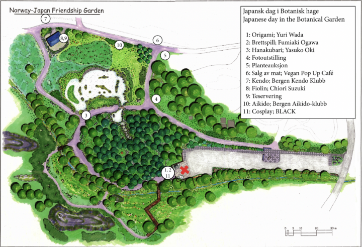 Kart over Botanisk hage